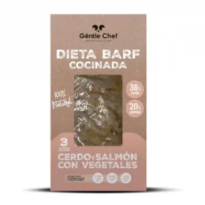 Dieta Barf Cocinada Natural de Cerdo y Salmón con Vegetales para Perro Gentle Chef 3x200 G