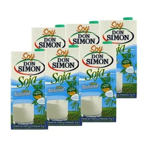 DON Simón Bebida de Soja de Origen 100% Natural, sin Lactosa y con Sabor Natural 6 X 1 L. 6000 ML