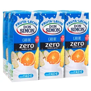 DON Simon Leche con Zumo de Frutas Caribeñas y 0% Materia Grasa Funciona Max 6 X 200 Ml. 1200 ML