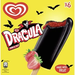 Drácula Helado Sabor Cola, Fresa y un Toque de Vainilla sin Gluten 6 Unidades  Frigo 324 ML