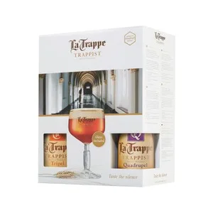 LA Trappe Dubbel Pack Cervezas Tostadas Copa de Regalo Pack 4 Botellas de 33 Cl. 1320 ML