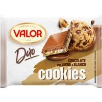 Duo Chocolate con Leche y Blanco Cookies Valor, Tableta 130 G