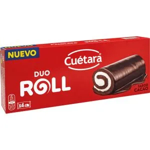Duo Roll, Bizcocho Cacao Relleno Nata, 4 Unidades 112 Gr