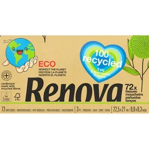 Eco Pañuelos Faciales Reciclados 3 Capas Renova