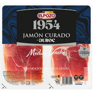 Edición 1954 Jamón Curado Raza Duroc en Medias Lonchas Pack 2 X 80 G sin Gluten sin Lactosa Elpozo