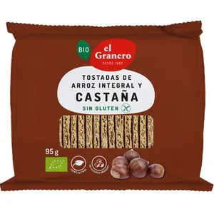 EL Granero Bio Tostadas de Arroz Integral y Castaña, Elaboradas sin Gluten 95 G. 90 G