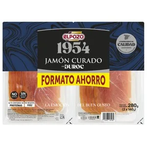EL Pozo 1954 Jamón Curado Cruce Duroc, Cortado en Lonchas 2 X 140 G. 280 G