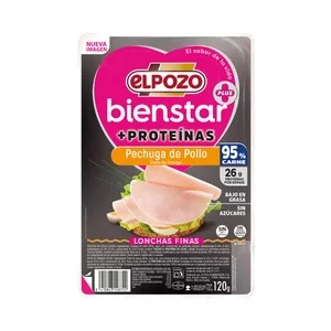 EL Pozo Bienstar + Proteínas Pechuga de Pavo Cortada en Finas Lonchas y con Alto Contenido en Proteínas 120 G.