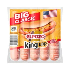 EL Pozo Big Classic King Upp Salchichas Cocidas de Cerdo y Pollo, con Sabor Ahumado 200 G. 180 G