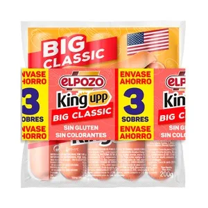 EL Pozo Big Classic King Upp Salchichas Cocidas de Pavo y Cerdo Sabor Ahumado 3 X 200 G. 600 G