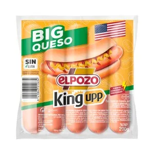 EL Pozo Big Queso King Upp Salchichas Cocidas de Cerdo, Pavo y Pollo con Queso Fundido 200 G.