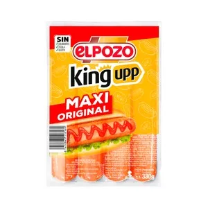EL Pozo Maxi Original King Upp  Salchichas Cocidas de Cerdo y Pavo, Sabor Ahumado 330 G.