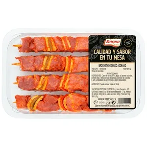 Emcesa Bandeja con 4 Brochetas de Cerdo y Veduras con Adobo Rojo 300 G