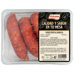 Emcesa Bandeja de Chorizos Especiales para Barbacoa, Elaborados sin Gluten 375 G