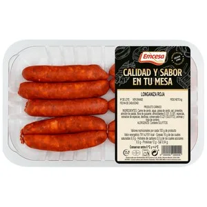 Emcesa Bandeja de Longanizas Frescas Rojas Elaboradas sin Gluten 337.5 G