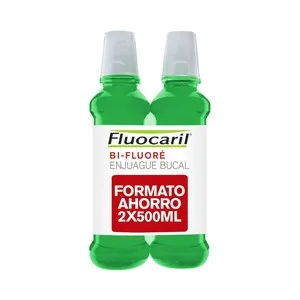 Fluocaril Enjuague Bucal Bi-flúor, sin Alcohol y con Sabor a Menta Fluocaril 2x500 Ml. 1000 ML