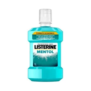 Listerine Enjuague Bucal con Flúor de Uso Diaro, Sabor a Mentol 1 L. 1000 ML