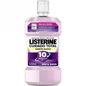 Enjuague Bucal Sabor Menta Suave sin Alcohol Cuidado Total Listerine 500 Ml.