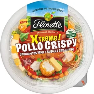 Ensalada Completa Xtreme Pollo Crispy, Cacahuetes Miel y Cebolla Crujiente  Florette 210 G