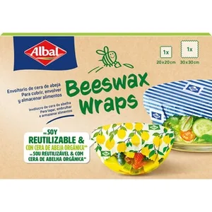 Envoltorio Reutilizable de Cera de Abeja 20x20 Cm 1 Unidad + 30x30 Cm  Albal 2 Unidad