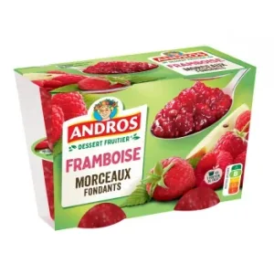 Especialidad de Frambuesa con Trozos Andros Pack de 4 Unidades de 100 G.