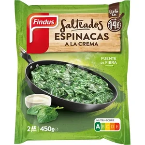 Espinacas a la Crema Tradicionales para Microondas y Sartén 2 Raciones  Findus 450 G