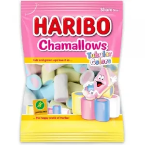 Espumas Dulces Haribo Chamallows Tubular Colors sin Gluten 250 G.