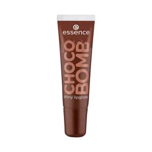 Essence Choco Bomb Tono Marrón Brillo de Labios No Pegajoso con Partículas Doradas Brillantes.