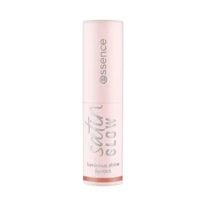 Essence Satin Glow Tono 01 Whole Latte Love, Nude Calido Barra de Labios Cremosa, Acabado Luminoso.