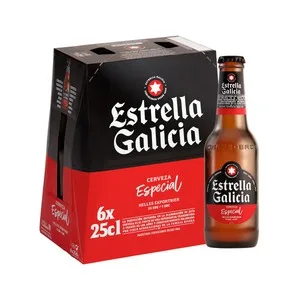 Estrella Galicia Especial Cervezas Pack de 6 Botellines de 25 Cl. 1500 ML