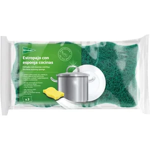 Estropajo Fibra Verde con Esponja Cocinas el Corte Ingles