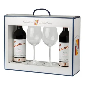 Cune Estuche con 2 Botellas de Vino Tinto Crianza con D.o Ca. Rioja y 2 Copas.