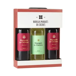 Marqués de Cáceres  Estuche con 2 Botellas de Vino Tinto Crianza y 1 de Vino Blanco con D.o. Ca. Rioja.