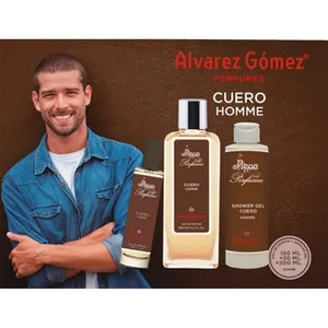 Estuche Cuero Homme con Eau de Parfum Masculina 30 Ml + Eau de Parfum 150 Ml + Shower Gel Cuero 200 Ml Alvarez Gomez