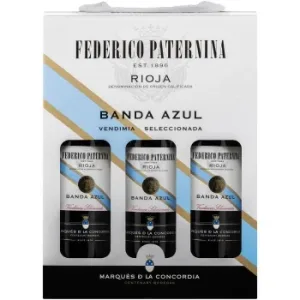 Estuche de 3 Botellas de Vino Tinto Vendimia Seleccionada Federico Paternina Banda Azul D.o.ca Rioja 75 Cl.