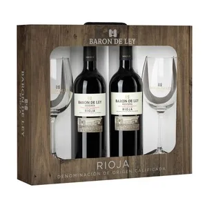 Baron de LEY  Estuche de Vino Tinto Reserva con D.o. Rioja Barón de LEY 2 Botellas de 75 Cl y 2 Copas