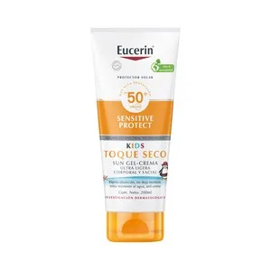 Eucerin Sensitive Protect Kids Gel Crema Solar Corporal y Facial para Niños con FPS 50+ (muy Alto) 200 Ml.