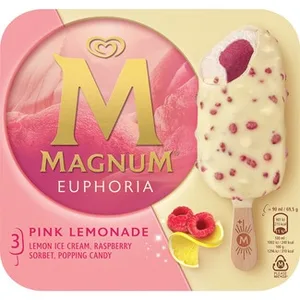 Euphoria Helado de Limón con Sorbete de Frambuesa 3 Unidades Magnum