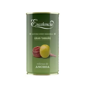 Excelencia Aceitunas Verdes Manzanilla Rellenas de Anchoa Excelencia Lata de 150 G.