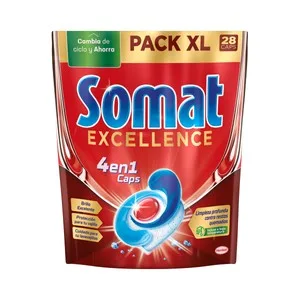 Somat Excellence Detergente para Lavavajillas en Cápsulas con Acción 4 en 1  28 Uds. 532 G