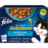 Festín del Mar Sensations en Gelatina Gato Félix, Pack 12x85 G