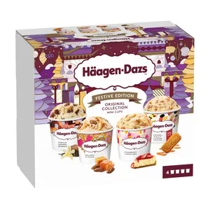 Häagen-dazs Festive Edition Mini Tarrinas de Helados Surtidos (vainilla, Praline, Caramleo con Lotus y Tarta de Queso) 4 X 95 Ml. 380 ML