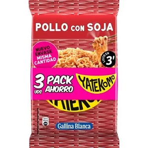 Fideos Orientales Pollo con Soja Listo en 3 Minutos Pack 3 Yatekomo