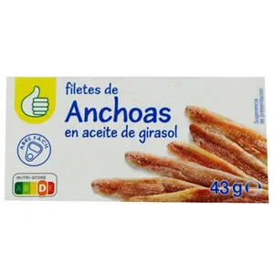 Producto Económico Alcampo Filetes de Anchoa en Aceite de Girasol Producto Económico Alcampo 43 G.
