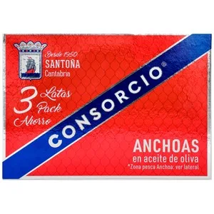 Consorcio Filetes de Anchoa en Aceite de Oliva Consorcio 50 G. Pack de 3 Uds 87 G