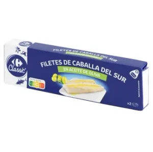 Filetes de Caballa del Sur en Aceite de Oliva Classic Carrefour Pack de 2 Unidades de 65 G.