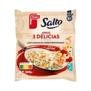 Salto de Findus Arroz Tres Delicias con Marisco MSC y Surimi ASC 500 G.