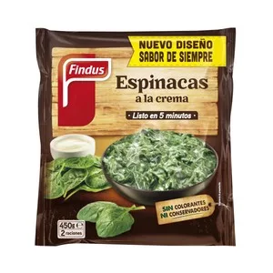 Findus Bolsa de Espinacas a la Crema, sin Colorantes, ni Conservantes 450 G. 400 G