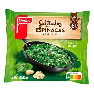 Findus Salteado de Espinacas al Ajillo, Listo en Tan Sólo 6 Minutos 450 G.
