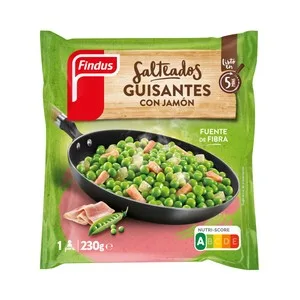 Findus Salteados Guisantes con Jamón, Listos para Calentar y Comer 230 G.